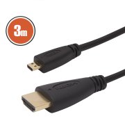 Micro HDMI kábel  • 3 m pozlátený
