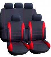 Sada poťahov na sedadlá - červená / čierna - 9 ks - HSA007