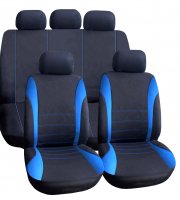 Sada poťahov na sedadlá - modrá / čierna - 9 ks - HSA006