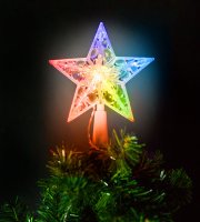  Vianočná LED hviezda na špic stromu - 10 LED - 15 cm - RGB - 2 x AA