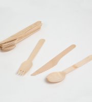 Sada drevených príborov - vidlička, lyžica, nôž - 12 ks