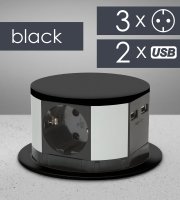 Predlžovačka skrytá - 3-itá + USB - Čierna