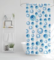 Záves do sprchy - modrý - biely vzor - 183 x 183 cm