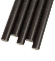 Papierová slamka - čierna prúžkovaná 250 x 6 mm - 150 ks / balenie