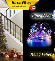 Mikro LED reťaz na batériu 10 m, teplá biela