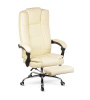 Kancelárska stolička s opierkou nôh a lakťovou opierkou - maslová farba - 76 x 50 cm / 50 x 51 cm