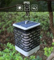 Závesná solárna záhradná lampa s efektom ohňa 75 LED