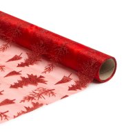 Vianočný behúň na stôl - červený / červený - 180 x 28 cm