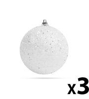 Dekoračná snehová guľa - zavesiteľná - 8 cm - 3 ks / balenie