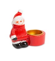Vianočný držiak na čajové sviečky - snehuliak