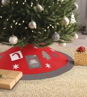 Obrus pod vianočný strom - 97 cm - polyester - sivý / červený