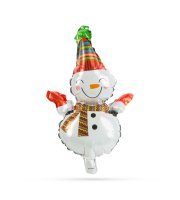 Vianočný balón - snehuliak - hliník - 30 x 18 cm