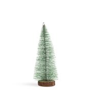 Mini dekoračný umelý vianočný strom - 15 cm - zasnežený, zelený