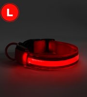 LED obojok - s akumulátorom -  veľkosť L - červená
