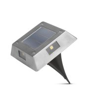 LED solárna lampa zapichovacia / nástenná - štvorec, kov - studená biela - 10 x 10 x 2,5 (+11) cm