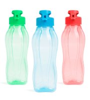 Športová fľaša - plastová,priehľadná - 600 ml, 3 farby