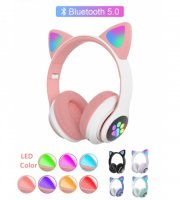 Bluetooth slúchadlá s mačacími ušami s RGB osvetlením