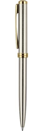 Guľôčkové pero, 1,0 mm, teleskopické, telo pera: strieborná, zlatý klip, SENATOR \