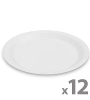 Sada papierových tanierov - biele - 23 cm - 12 ks / balenie