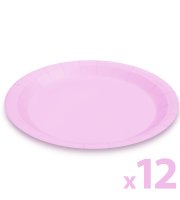 Sada papierových tanierov - ružová - 23 cm - 12 ks / balenie