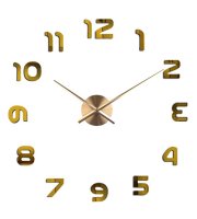 Moderné kreatívne nástenné hodiny - arabské číslice - zlaté - 600x600 mm