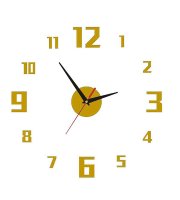 Moderné kreatívne nástenné hodiny - arabské číslice - zlaté - 450x450 mm