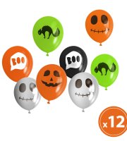 Sada halloweenskych balónov - 4 druhy - 12 ks / balenie