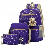 Súprava školskej tašky 3 ks (Batoh, bočná taška, peračník) fialová