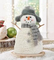 Vianočný snehuliak - z rukami z palíc a čiapkou - 35 x 22 cm