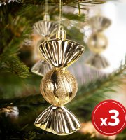 Vianočná ozdoba - salónky - s vešiakom - zlaté - 11 x 4 cm