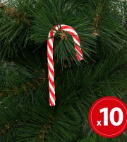 Vianočné dekoračné lízatko - 9,2 cm - červená / biela - 10 ks / balenie