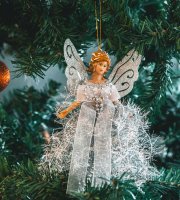 Vianočná dekorácia - anjel - 20 x 20 cm - strieborná