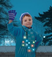 Vianočný šál - 100 cm - s LED, na batérie, modrý