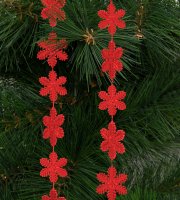 Vianočná girlanda - snehová vločka - 2,7 m - červená