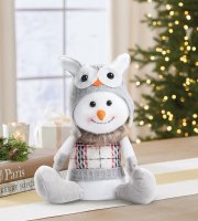 Vianočný snehuliak - s čiapkou so sovou - 30 x 20 x 14  cm