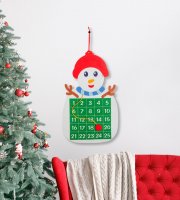 Vianočný adventý kalendár - Snehuliak - značenie na suchý zips