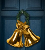 Vianočná dekorácia - zvonček - zlatá farba