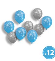 Sada balónov - modré-strieborné, vianočný motív - 12 ks / balenie
