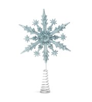 Ozdoba na špic vianočného stromu - snehová vločka - 22 x 15 cm - svetlomodrá