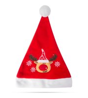 Vianočná mikulášska čiapka - Vzor so sobom - 27 x 39 cm