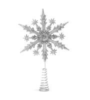 Ozdoba na špic vianočného stromu - snehová vločka - 22 x 15 cm - strieborná