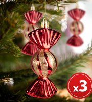 Vianočná ozdoba - salónky - s vešiakom - červené - 11 x 4 cm