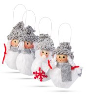 Ozdoba na vianočný strom - polyestrový snehuliak - 10 cm - 4 ks / balenie