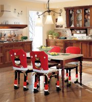 Vianočná dekorácia na stoličku sada - Snehuliak - 50 x 60 cm - červená/biela