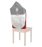 Vianočná dekorácia na stoličku - škandinávsky trpaslík - 50 x 60 cm - sivá/červená