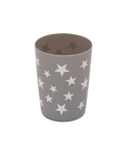 Kúpeľňový pohár sivo / biely - so vzorom hviezd - 9,5 x 7 cm