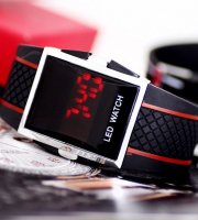 LED náramkové hodinky so športovým dizajnom čierne