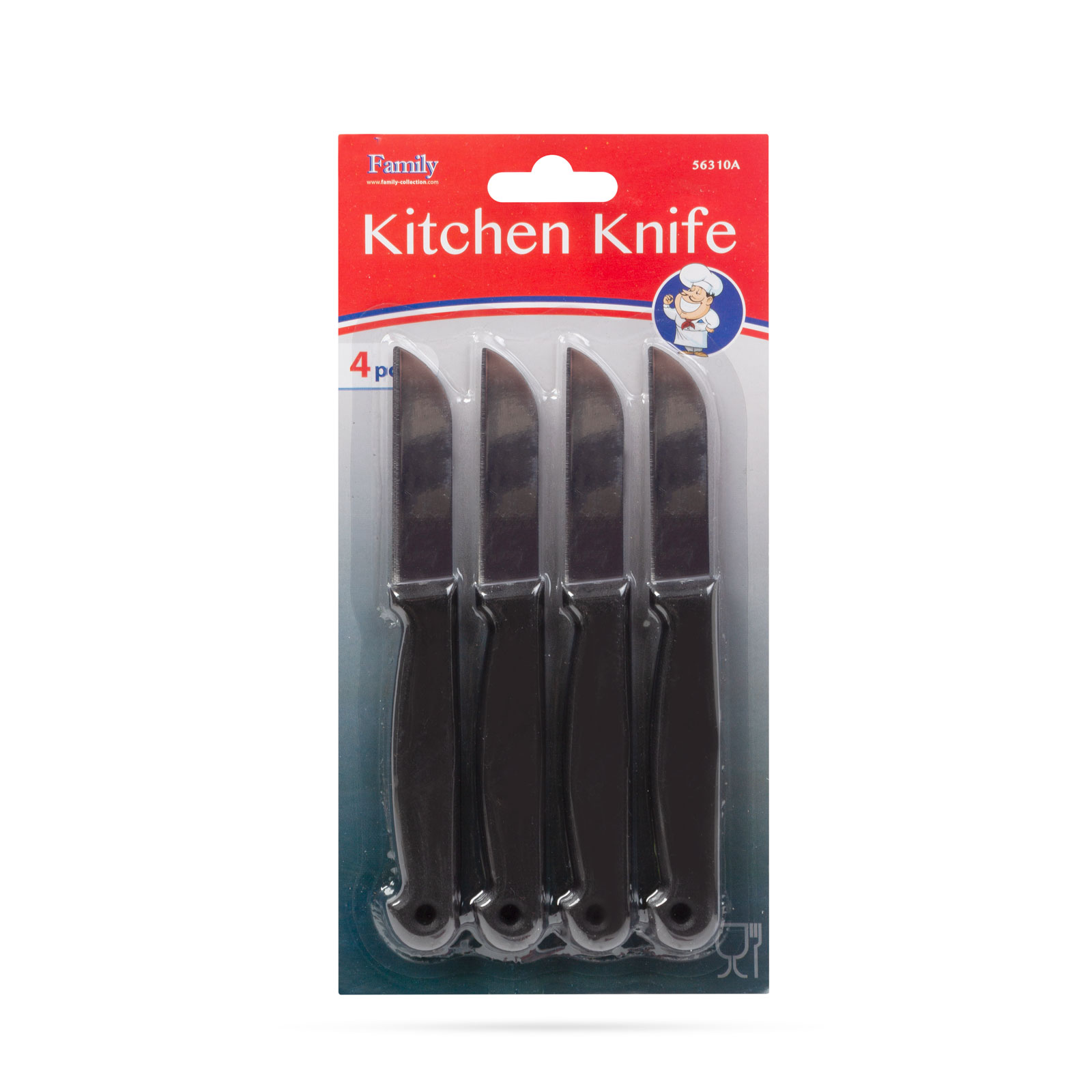 Kuchynský nôž - čierny - 4 ks
