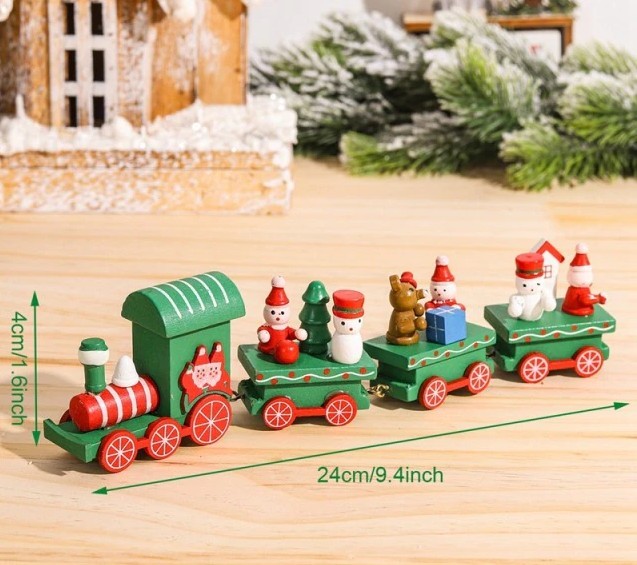 Vianočný drevený vláčik - Zelený