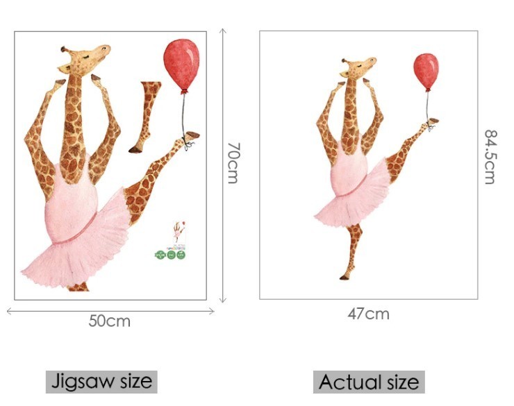 Roztomilá nálepka na stenu do detskej izby žirafa baletka